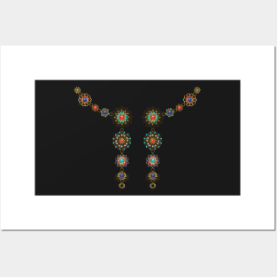 Symmetrical Ethnic Decoration with Lapis Lazuli Posters and Art